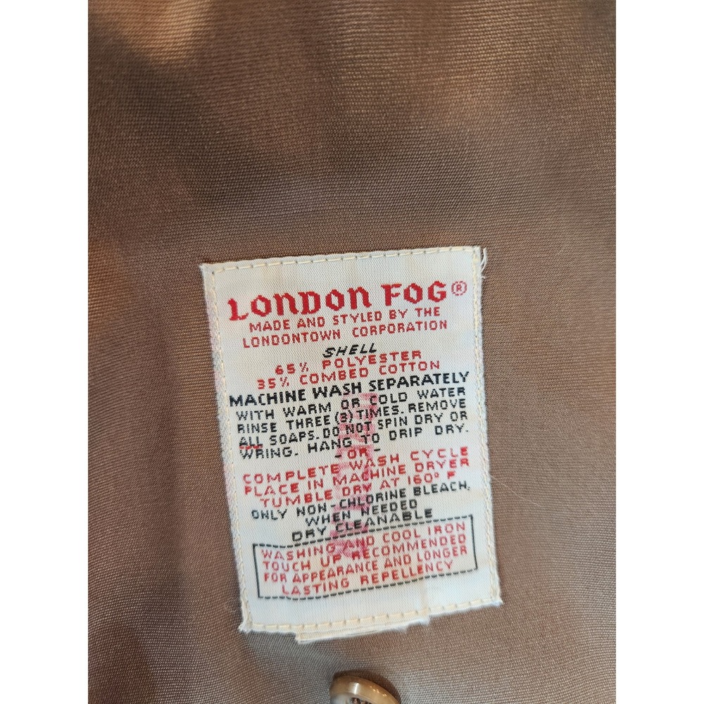 Vintage London Fog Womens Brown Trench Thick Coat Plaid Lined Double Breasted XL - Picture 9 of 11